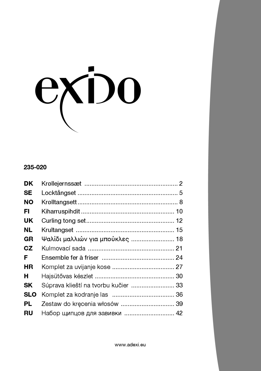 Exido 235-020 manual Slo 