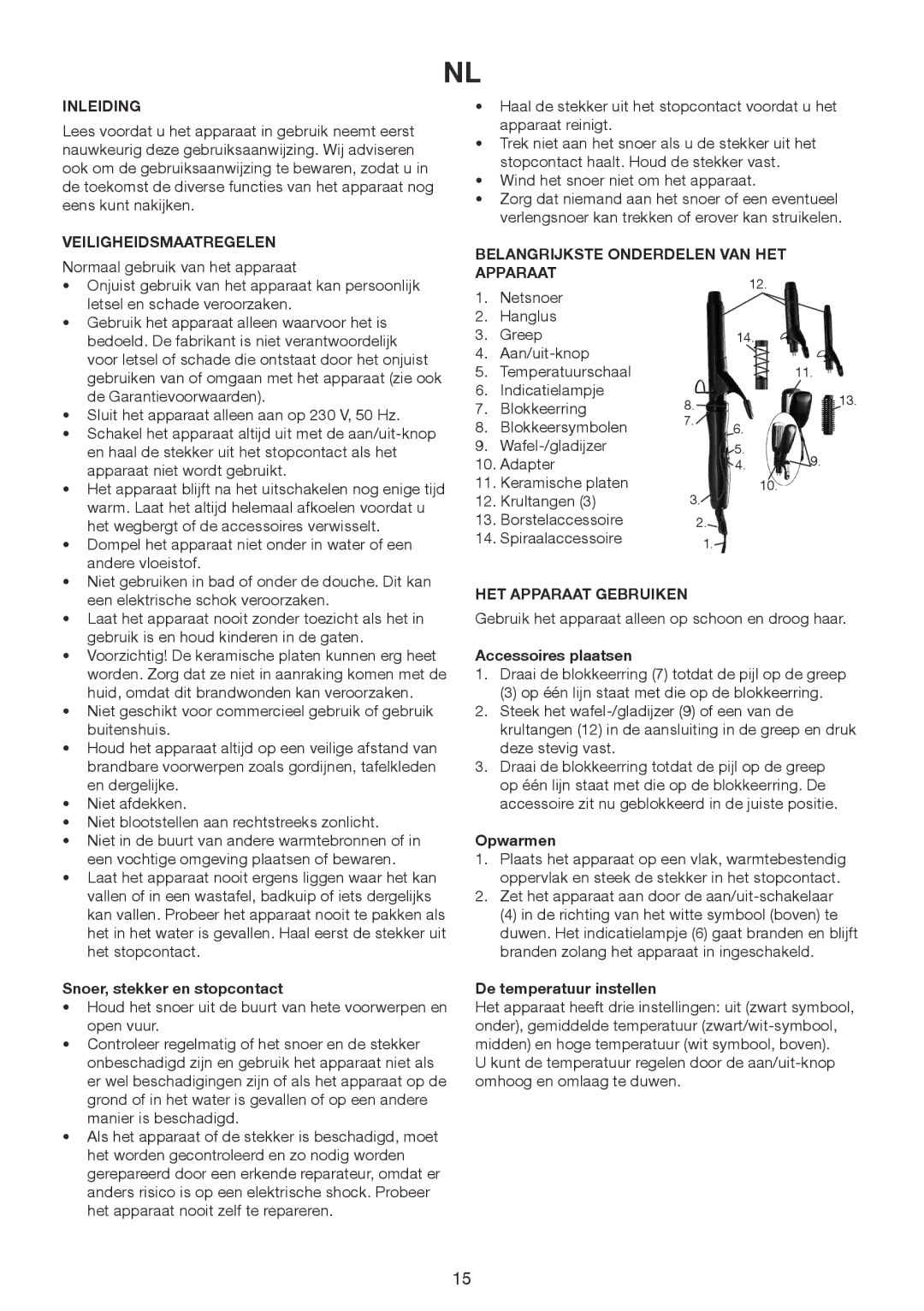 Exido 235-020 manual Inleiding, Veiligheidsmaatregelen, Belangrijkste Onderdelen VAN HET Apparaat, HET Apparaat Gebruiken 