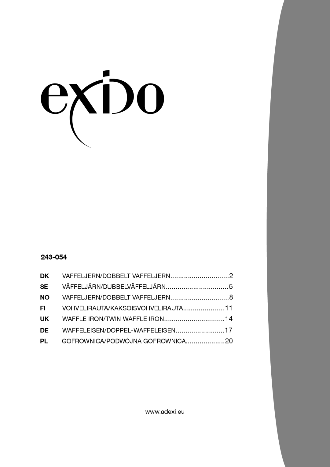 Exido 243-054 manual 