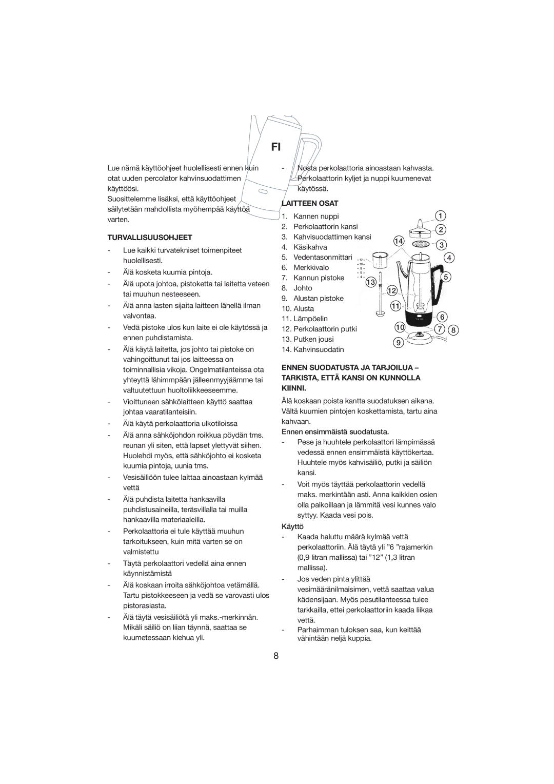 Exido 245-011/012 manual Turvallisuusohjeet, Laitteen Osat 