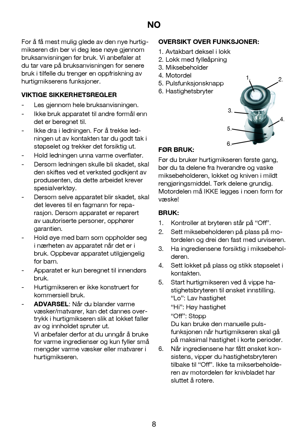 Exido 246-017 manual Viktige Sikkerhetsregler, Oversikt Over Funksjoner, Før Bruk 