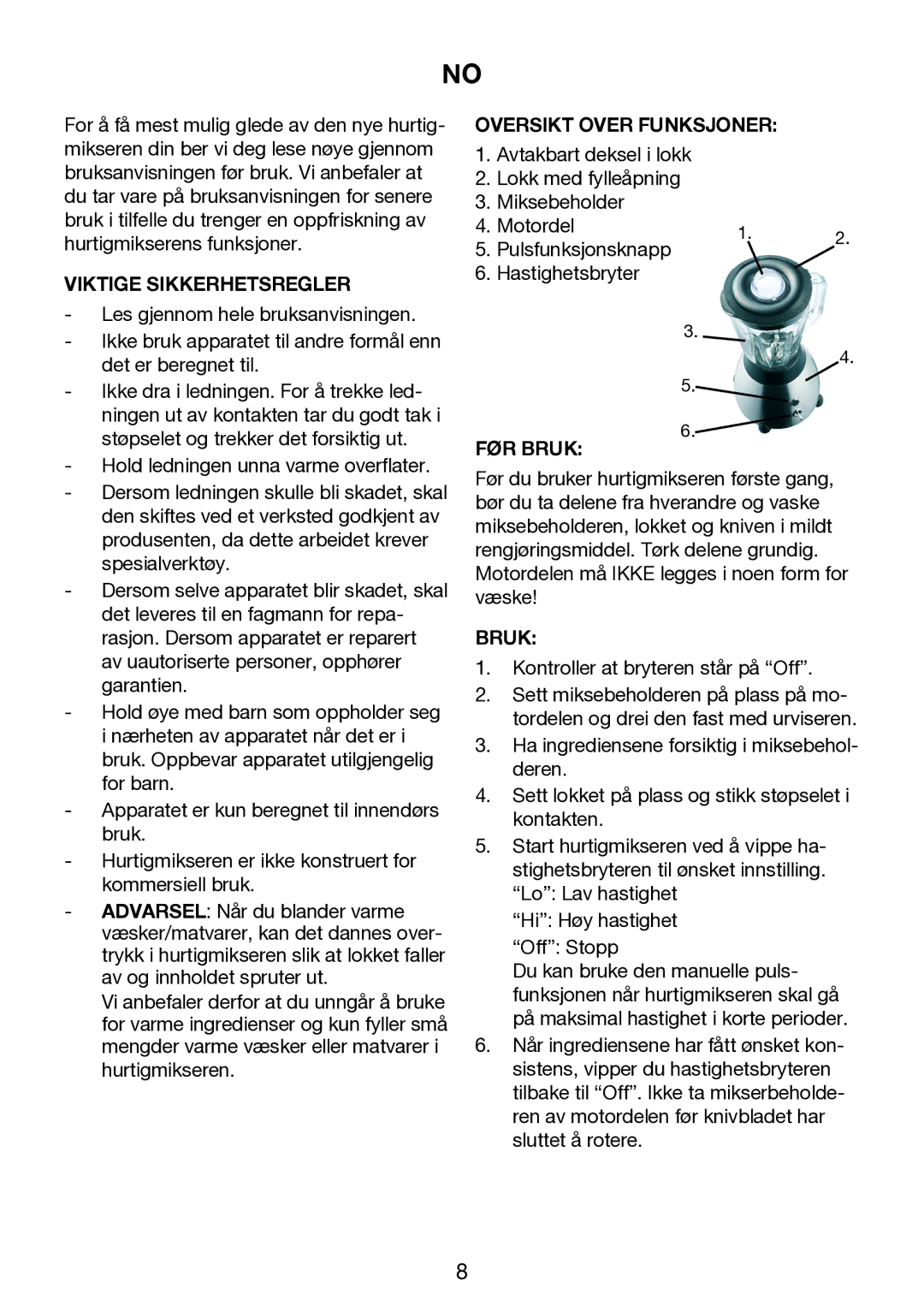 Exido 246-022 manual Viktige Sikkerhetsregler, Oversikt Over Funksjoner, FØR Bruk 