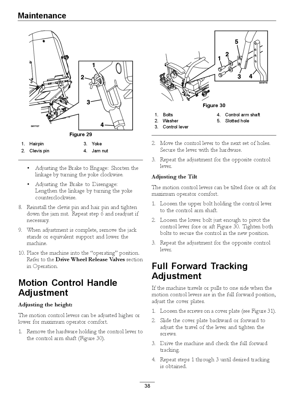 Exmark 000 & higher, 312 manual Motion Control Handle Adjustment, Full Forward Tracking Adjustment 