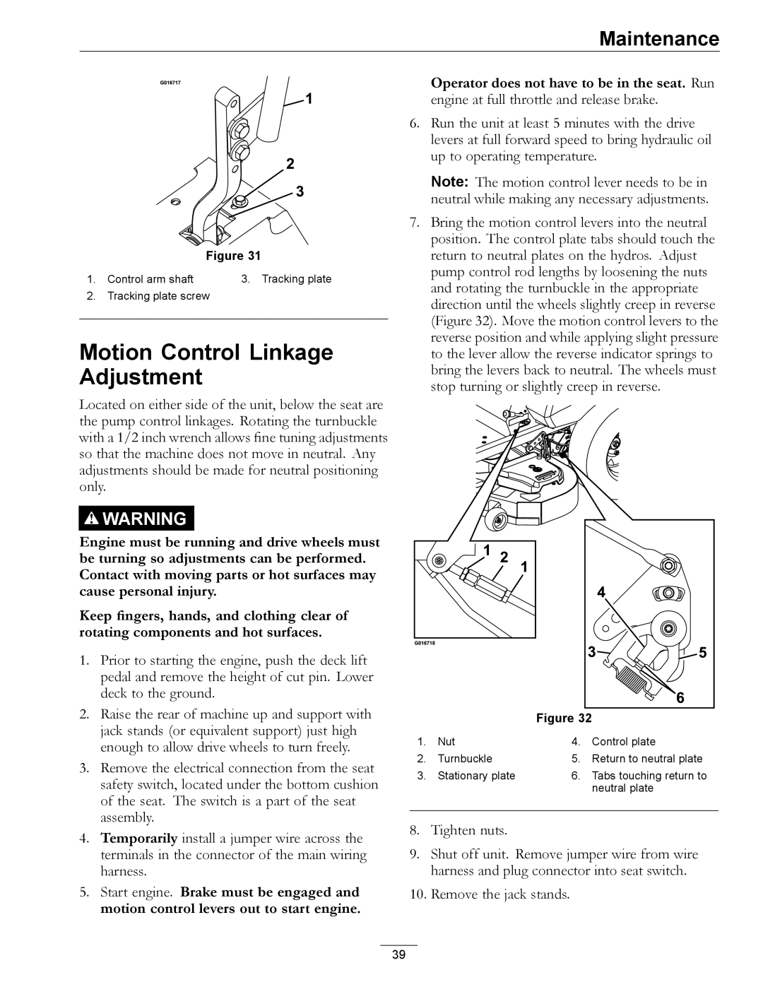 Exmark 000 & higher, 312 manual Motion Control Linkage Adjustment 