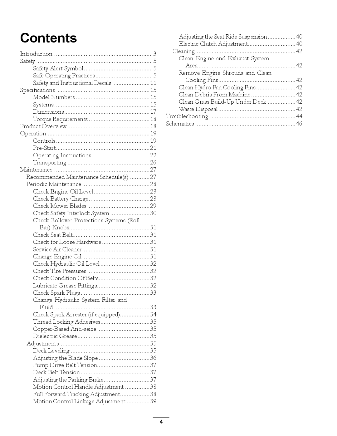 Exmark 312, 000 & higher manual Contents 