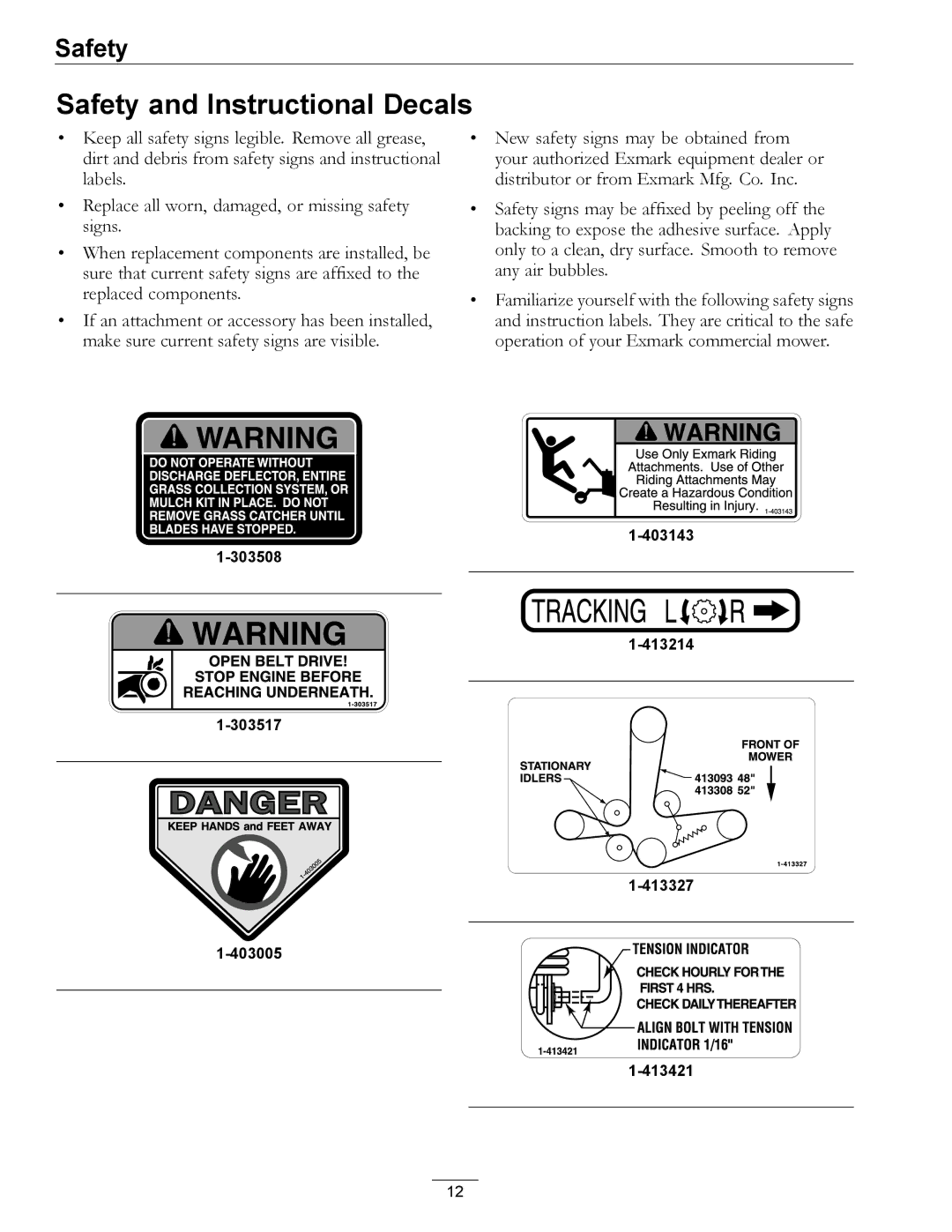 Exmark 000 & higher, 312 manual Safety and Instructional Decals 