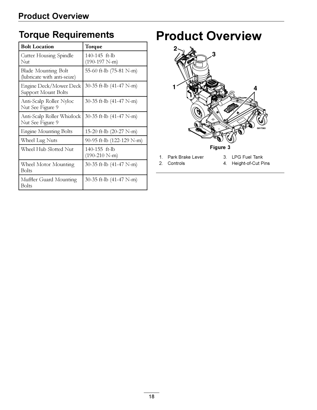 Exmark 000 & higher, 312 manual Product Overview, Torque Requirements 