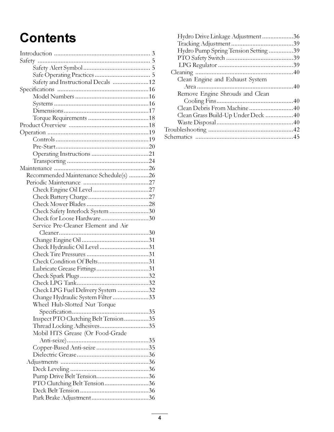 Exmark 312, 000 & higher manual Contents 