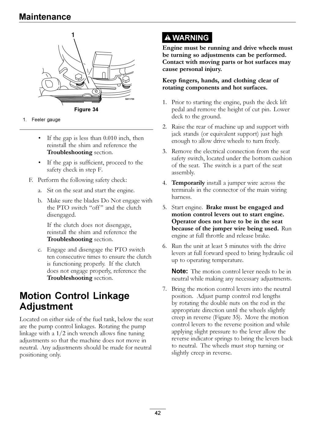 Exmark 000 & higher, 312 manual Motion Control Linkage Adjustment 