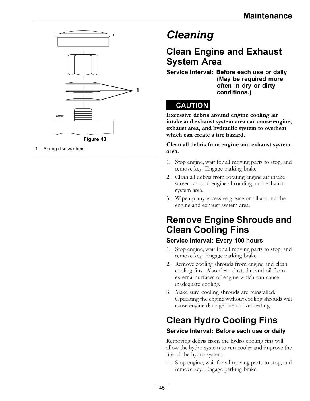 Exmark 000 & higher, 312 manual Clean Engine and Exhaust System Area, Remove Engine Shrouds and Clean Cooling Fins 