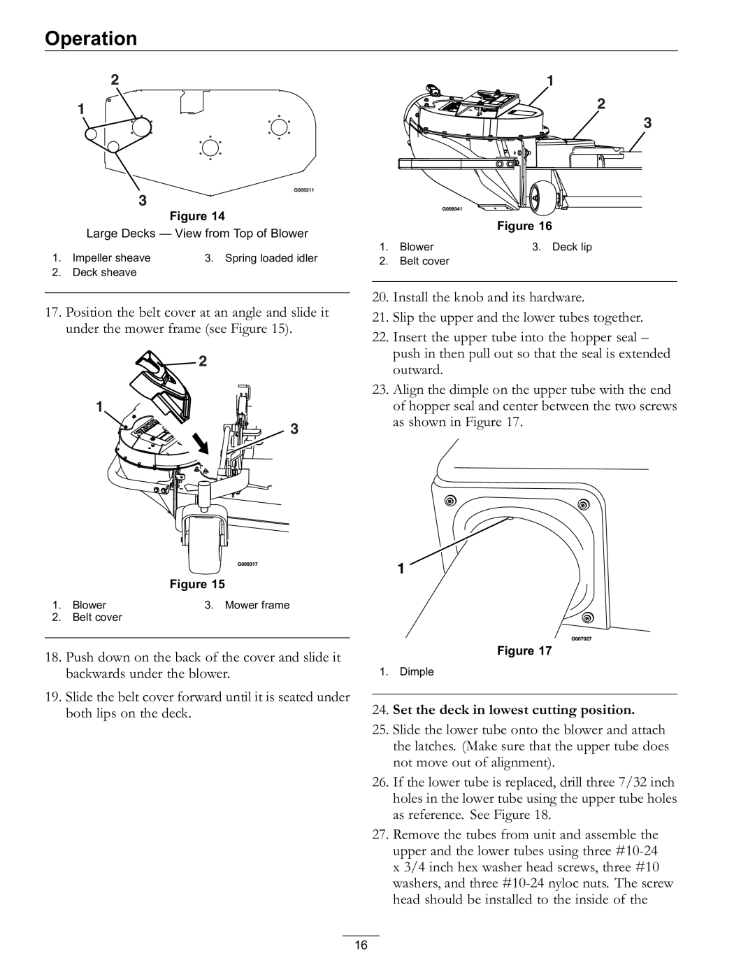 Exmark 000 & higher, 850 manual Set the deck in lowest cutting position 