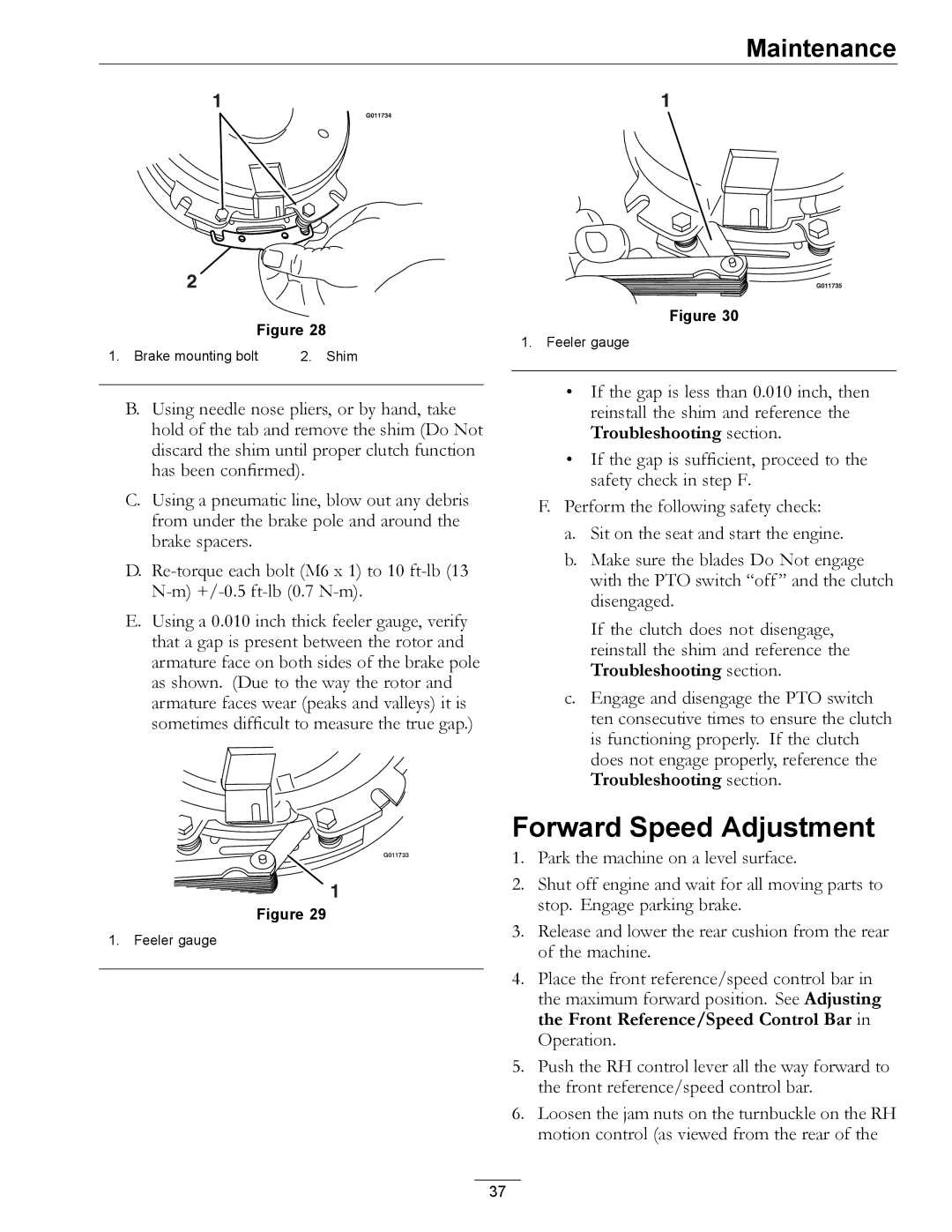 Exmark 920, 000 & higher manual Forward Speed Adjustment 