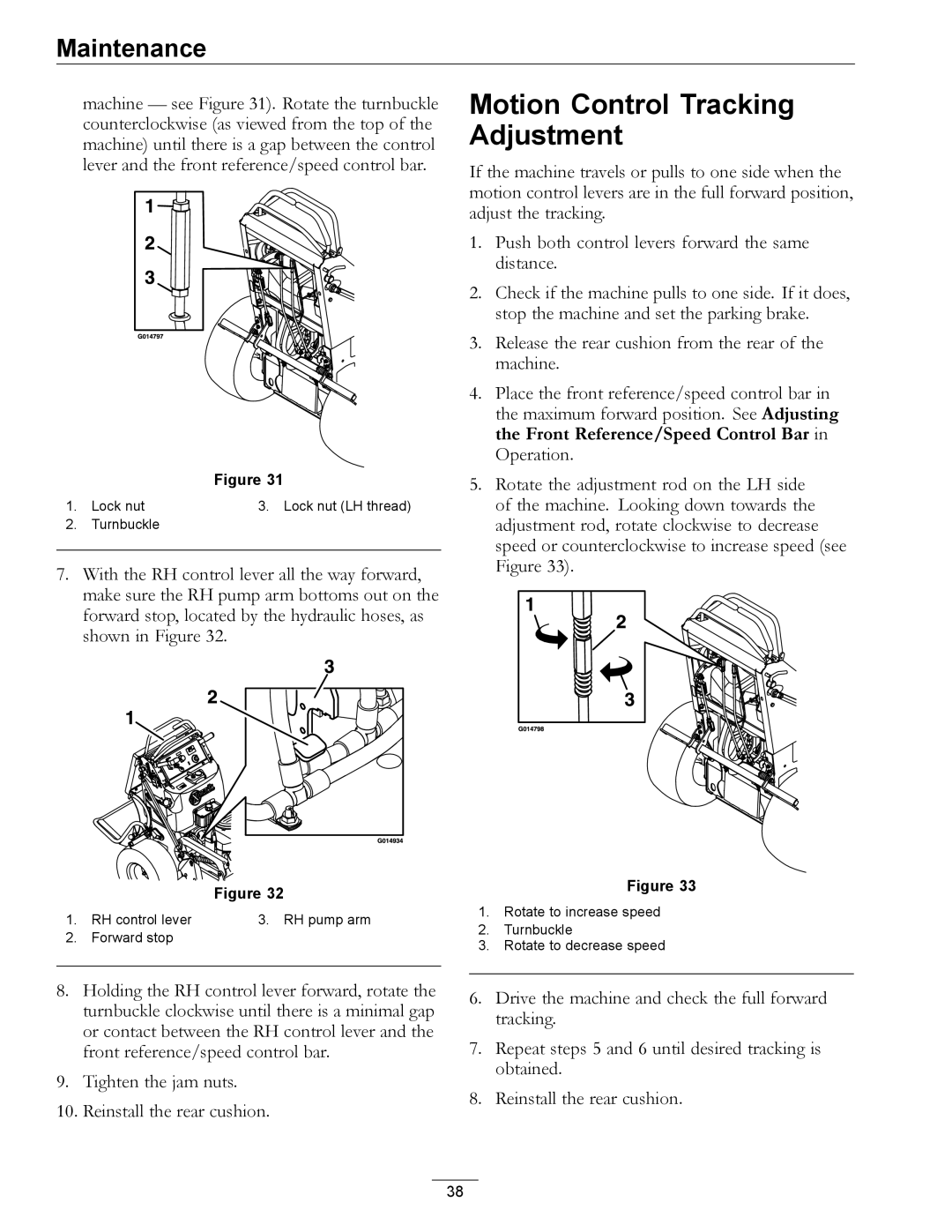 Exmark 000 & higher, 920 manual Motion Control Tracking Adjustment 