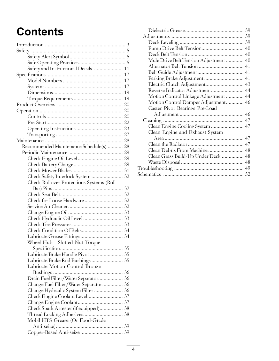 Exmark 000 & higher, 920 manual Contents 