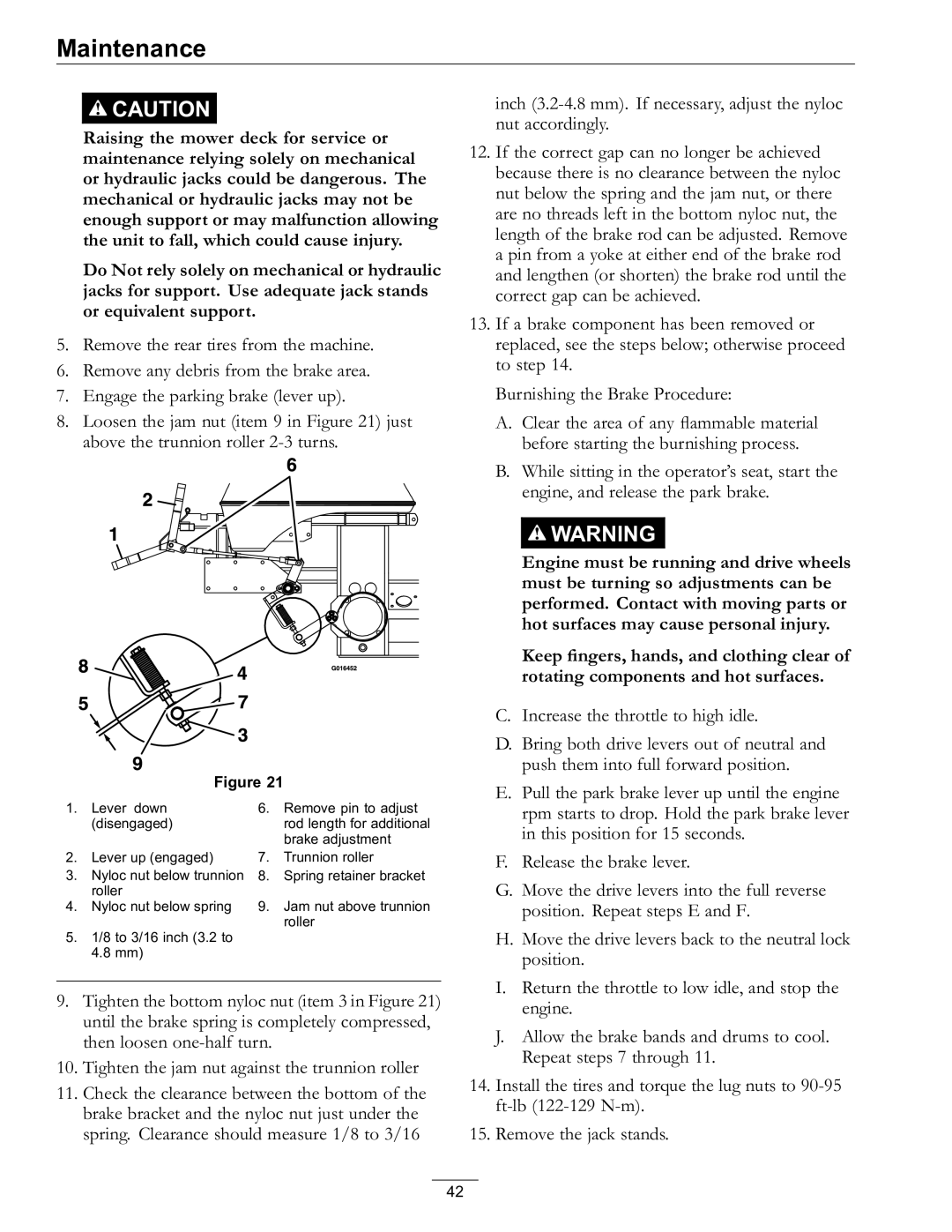 Exmark 000 & higher, 920 manual Lever down Remove pin to adjust Disengaged 