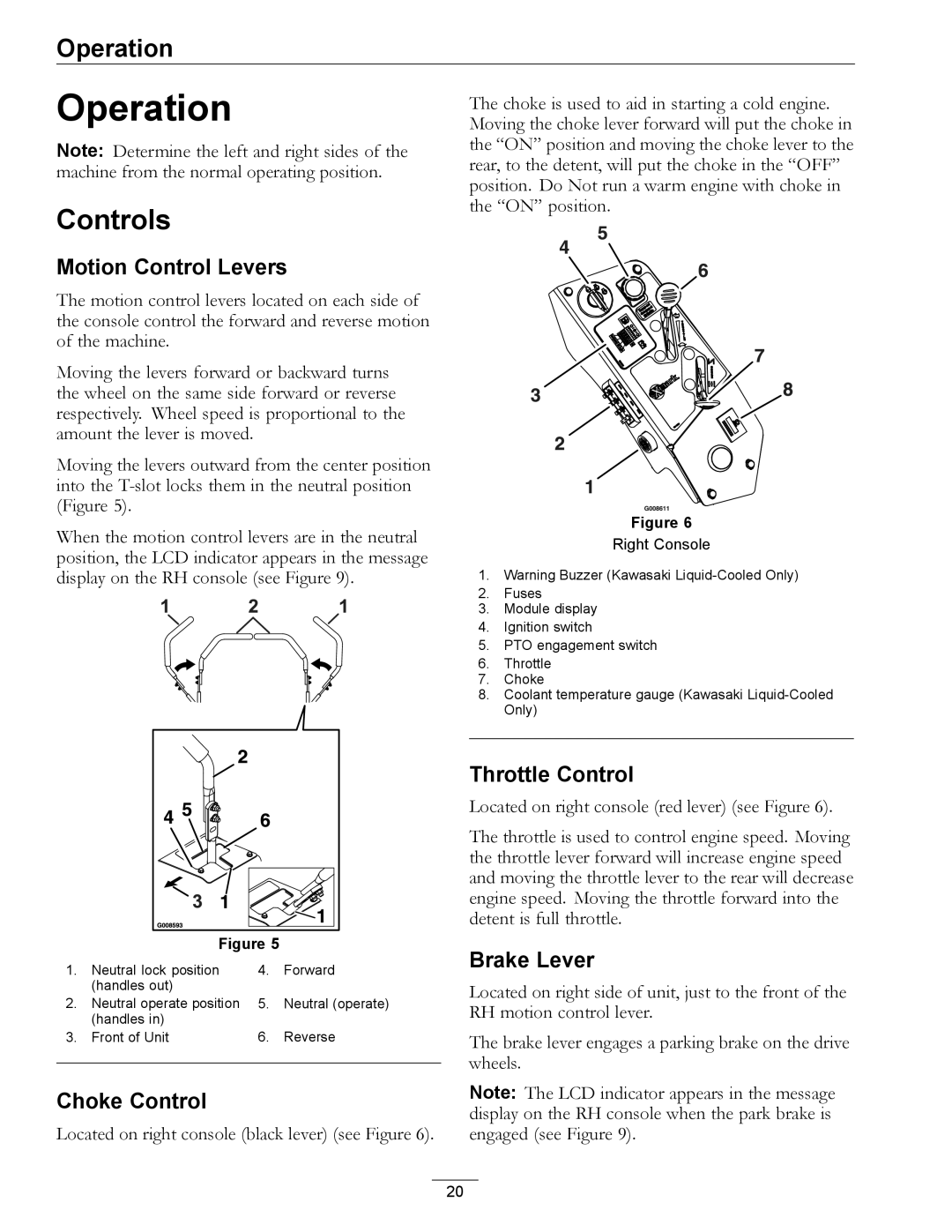 Exmark 000 & higher manual Operation, Controls 