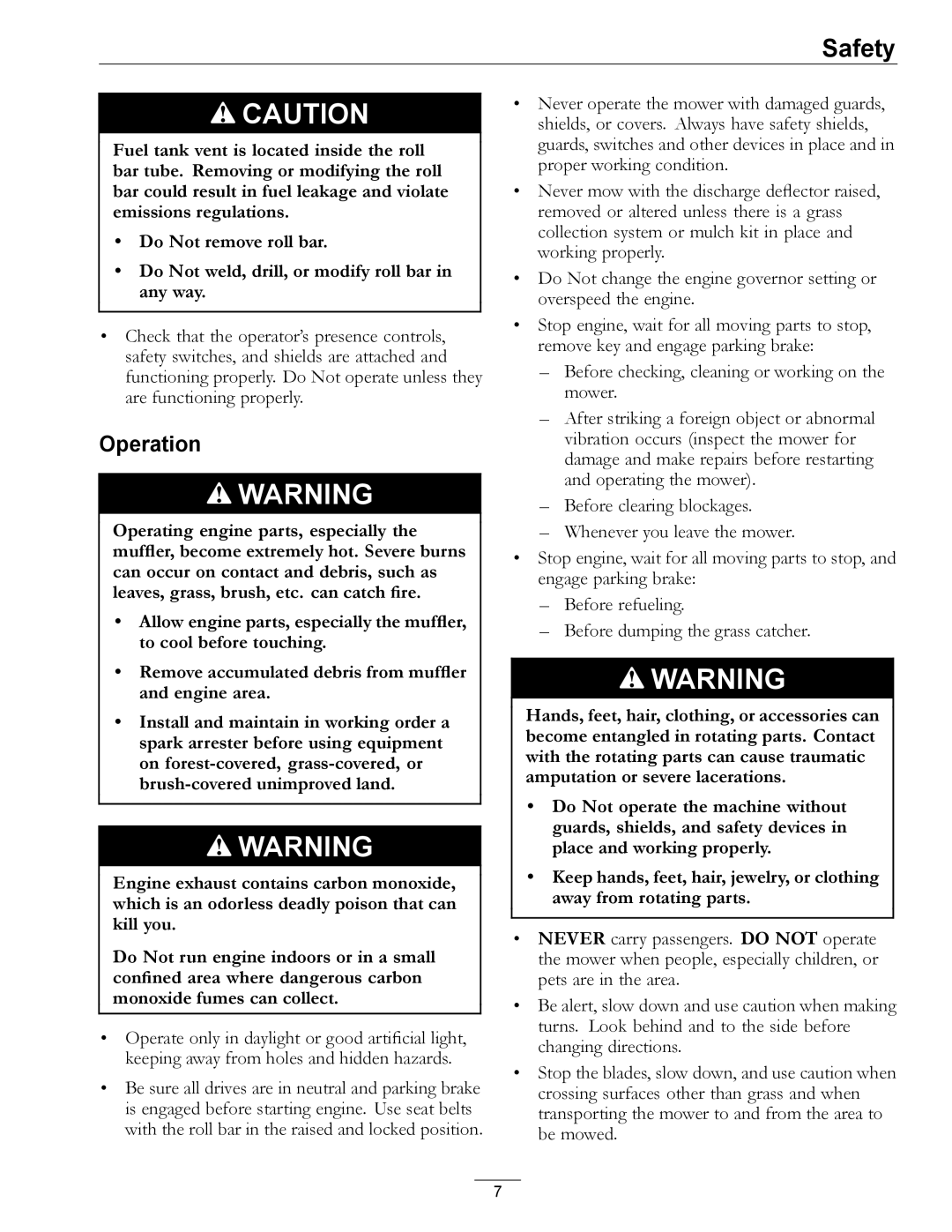 Exmark 000 & higher manual Operation 