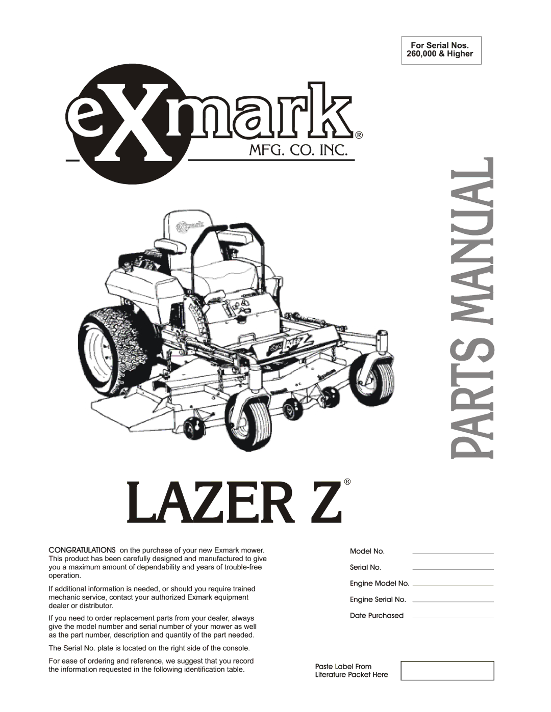 Exmark 103-0656 manual 