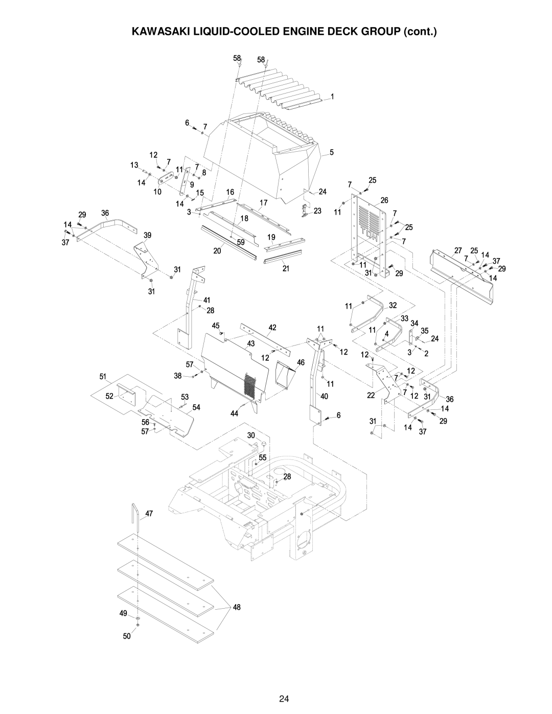 Exmark 103-0656 manual Kawasaki LIQUID-COOLED Engine Deck Group 