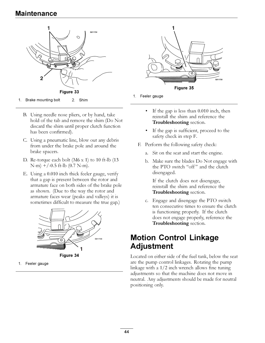 Exmark 312, 0 manual Motion Control Linkage, Adjustment 