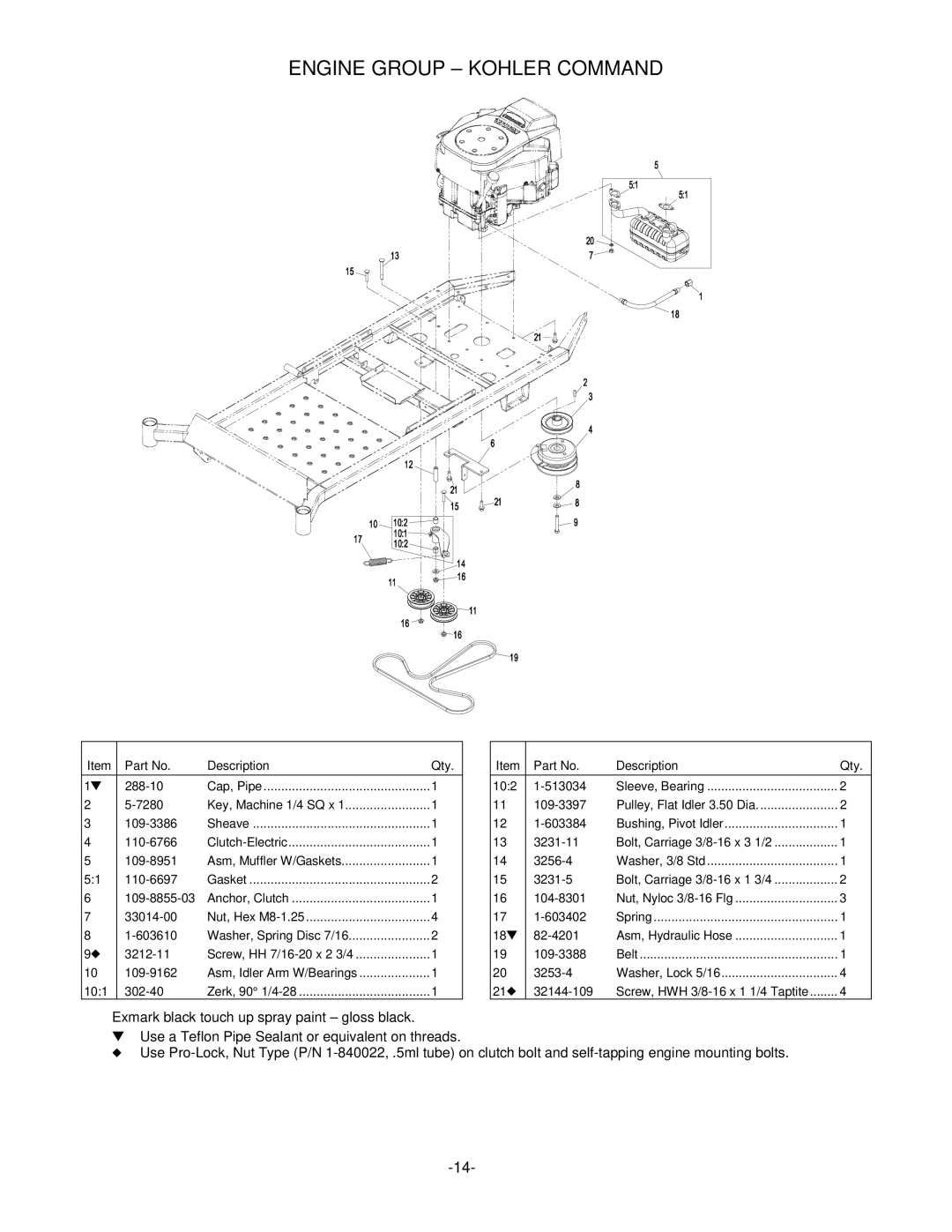 Exmark 4500-339 manual Engine Group Kohler Command 