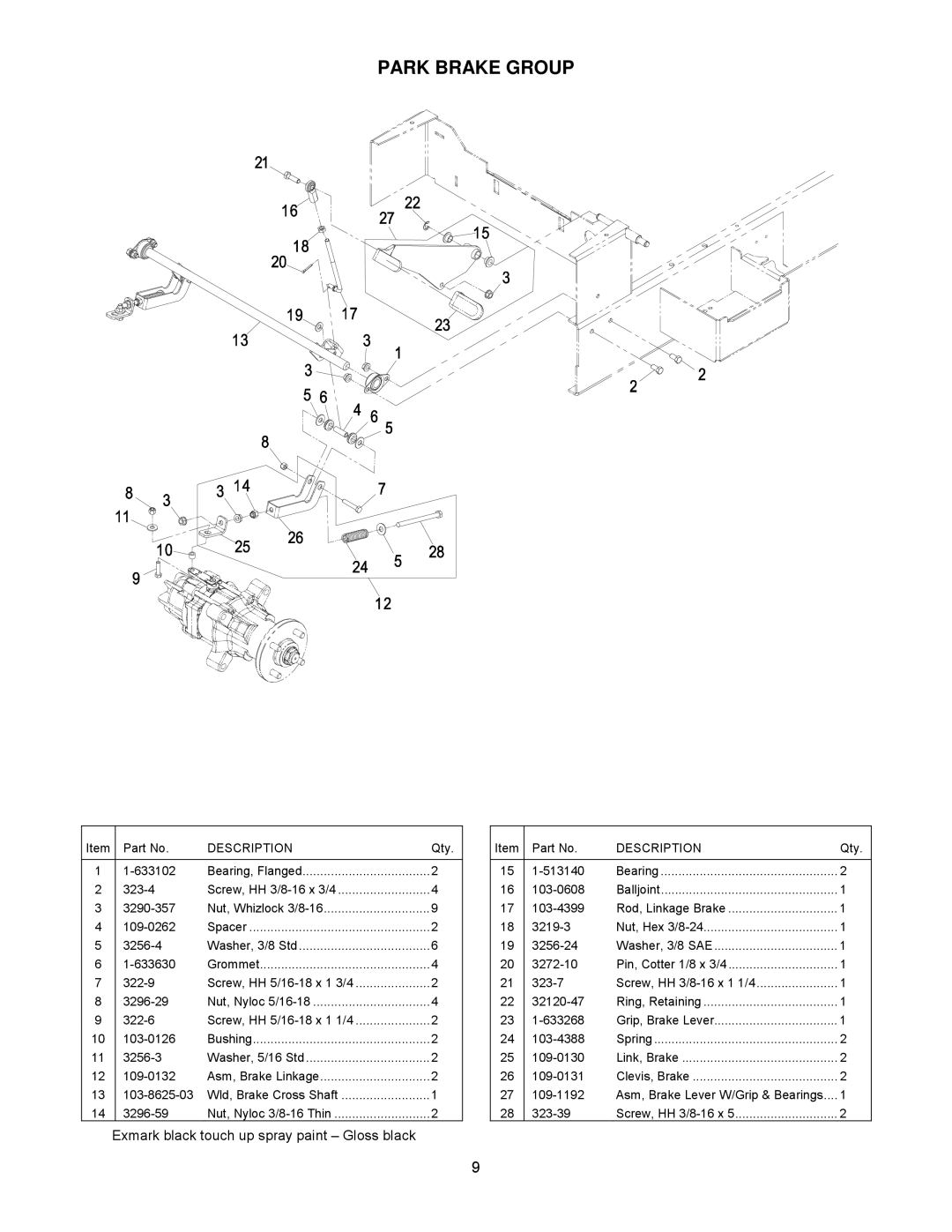 Exmark 4500-341 manual Park Brake Group 