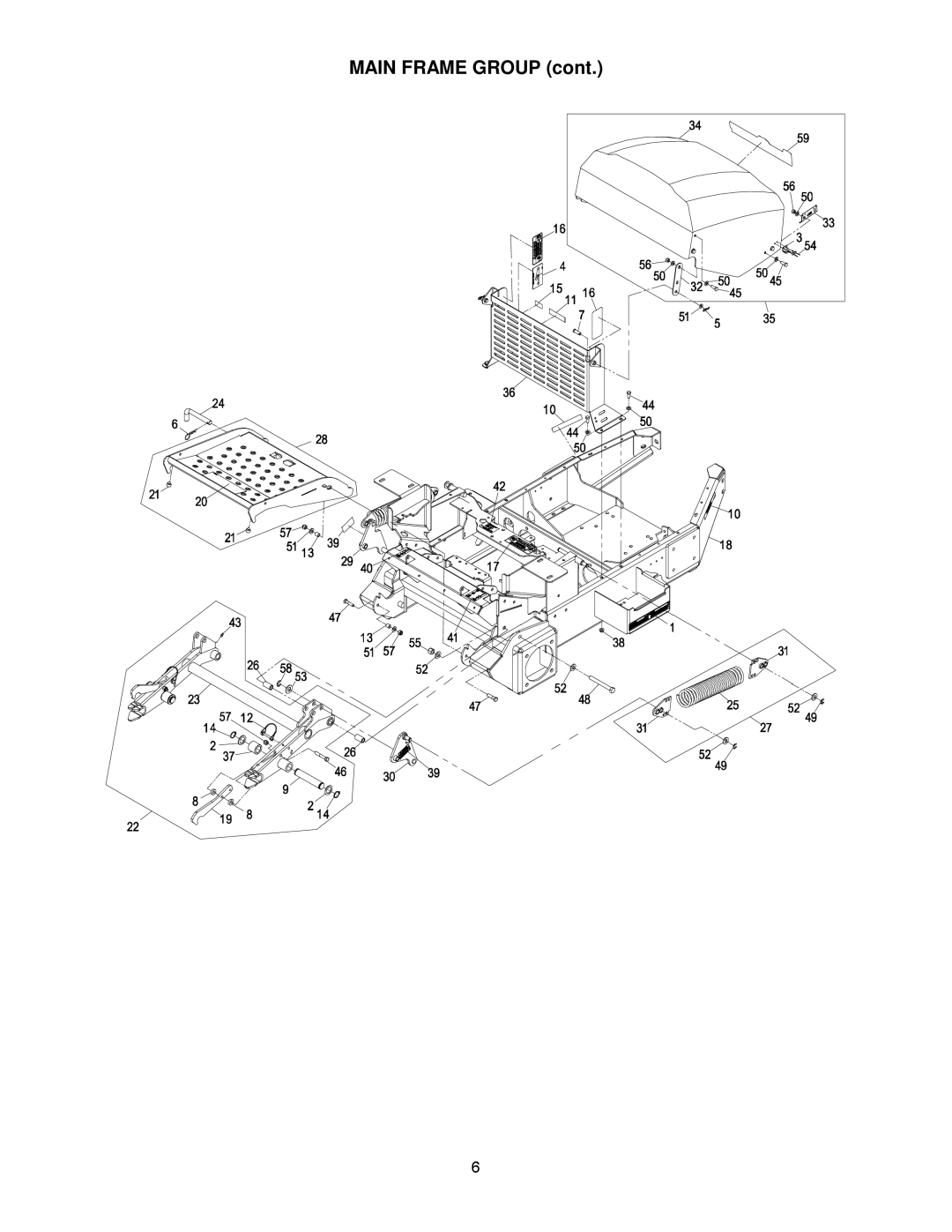 Exmark 4500-341 manual Main Frame Group 