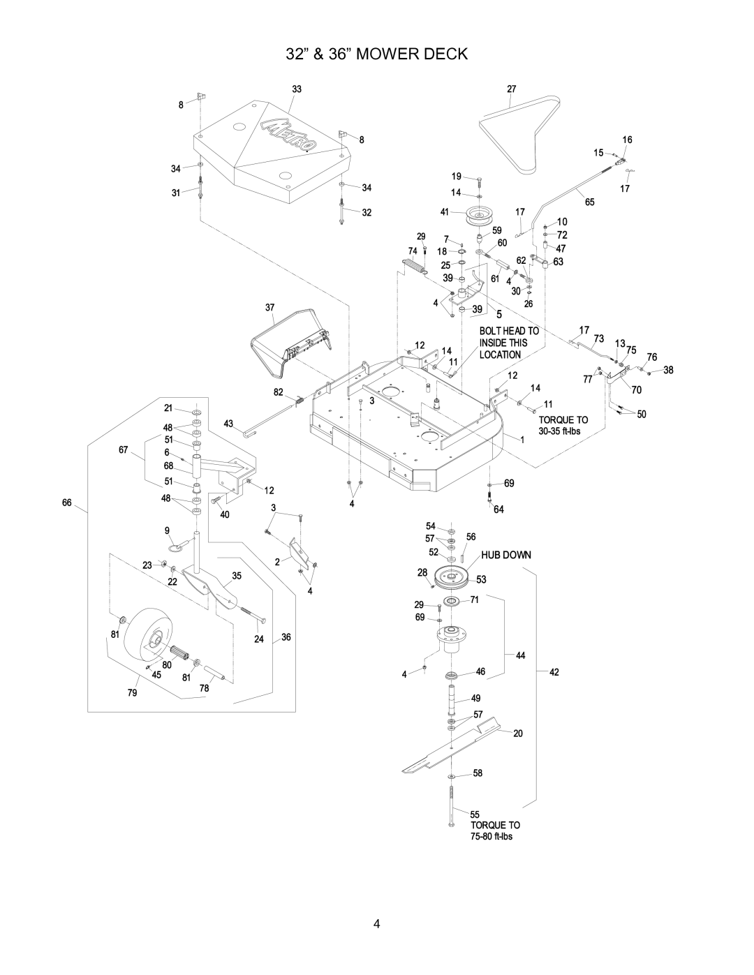 Exmark 4500-353 manual 32 & 36 Mower Deck 