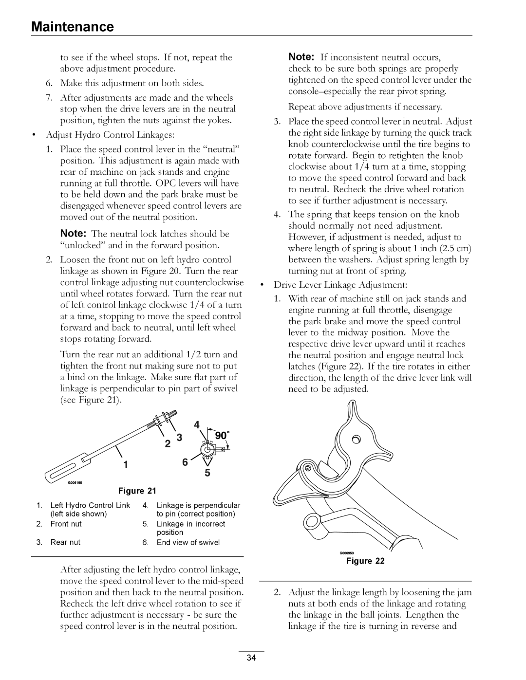 Exmark 4500-355 manual Adjust Hydro Control Linkages 