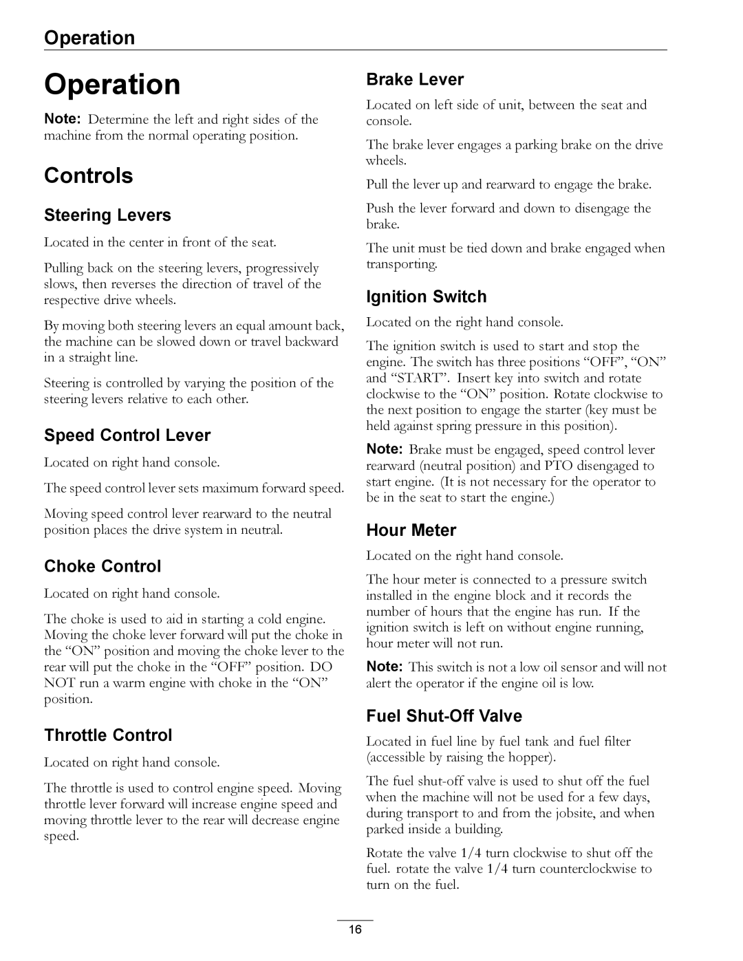 Exmark 4500-367 manual Operation, Controls 