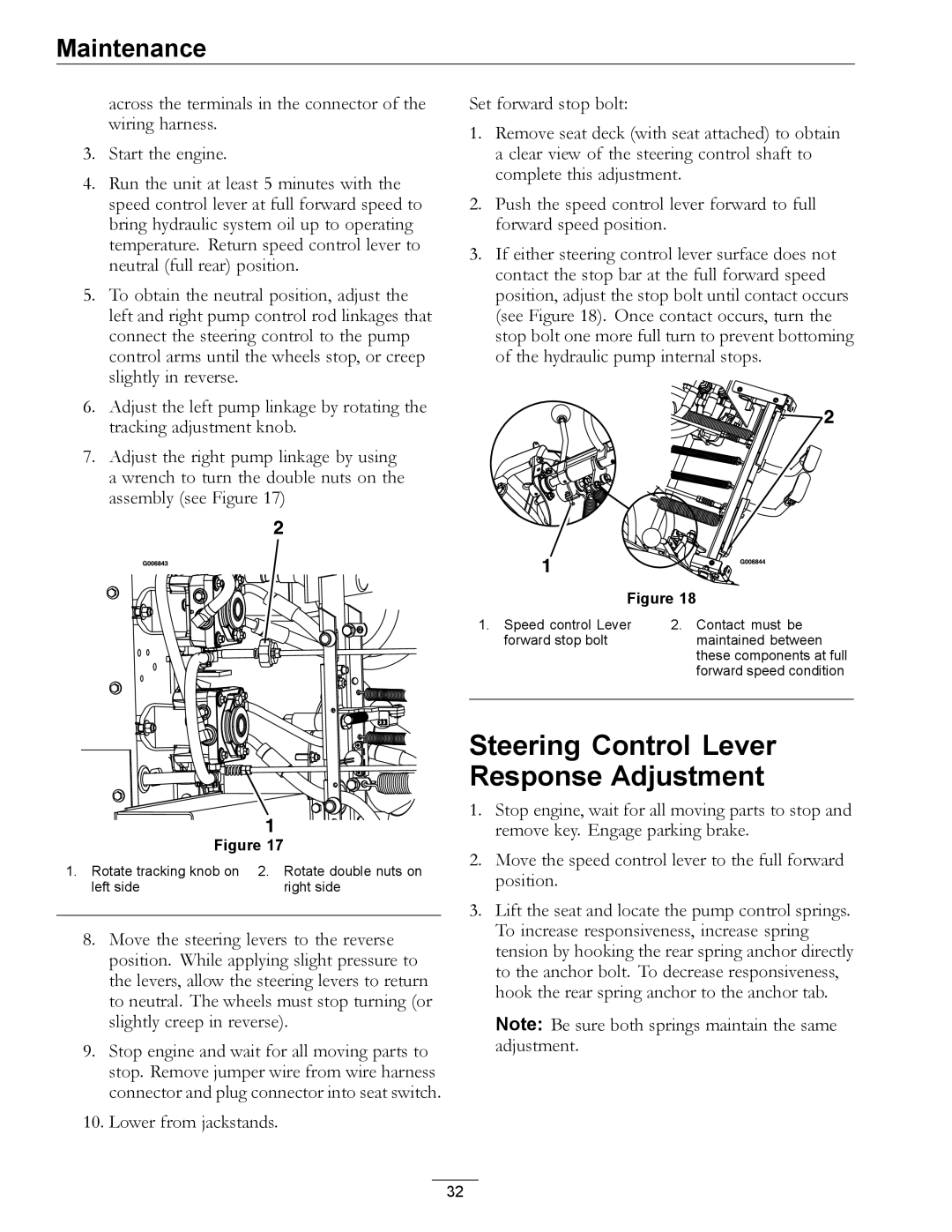 Exmark 4500-367 manual Steering Control Lever, Response Adjustment 