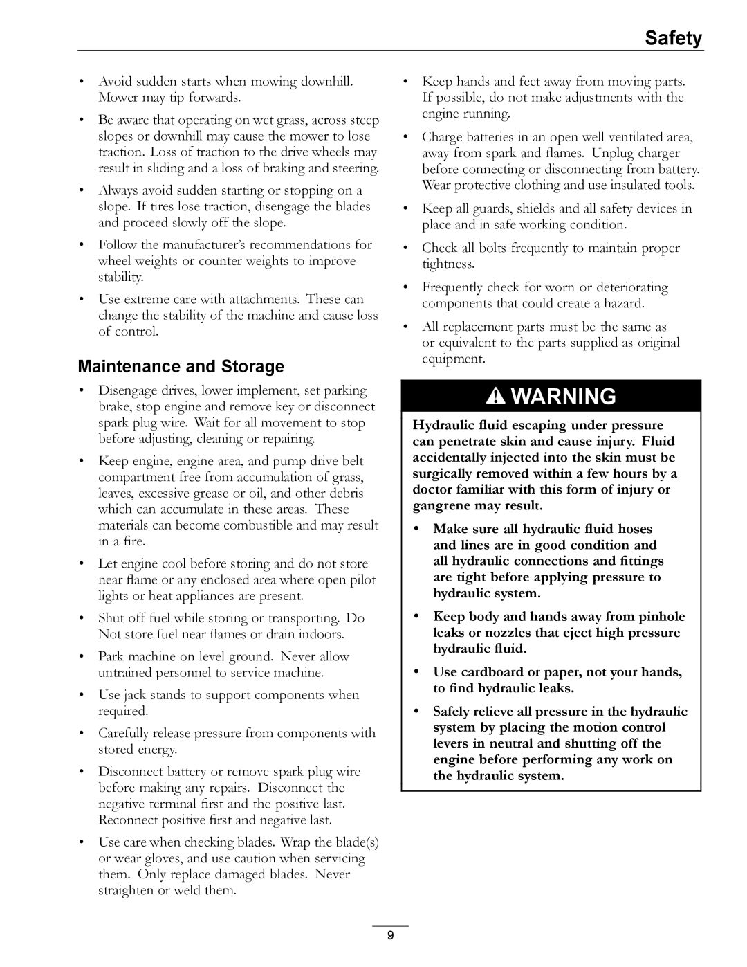 Exmark 4500-367 manual Maintenance and Storage 