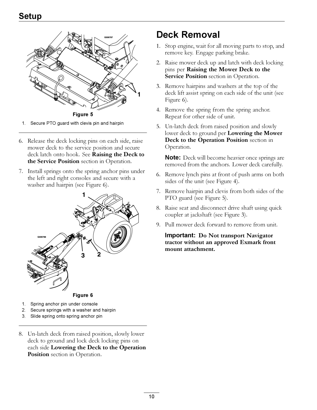 Exmark 4500-370 manual Deck Removal 