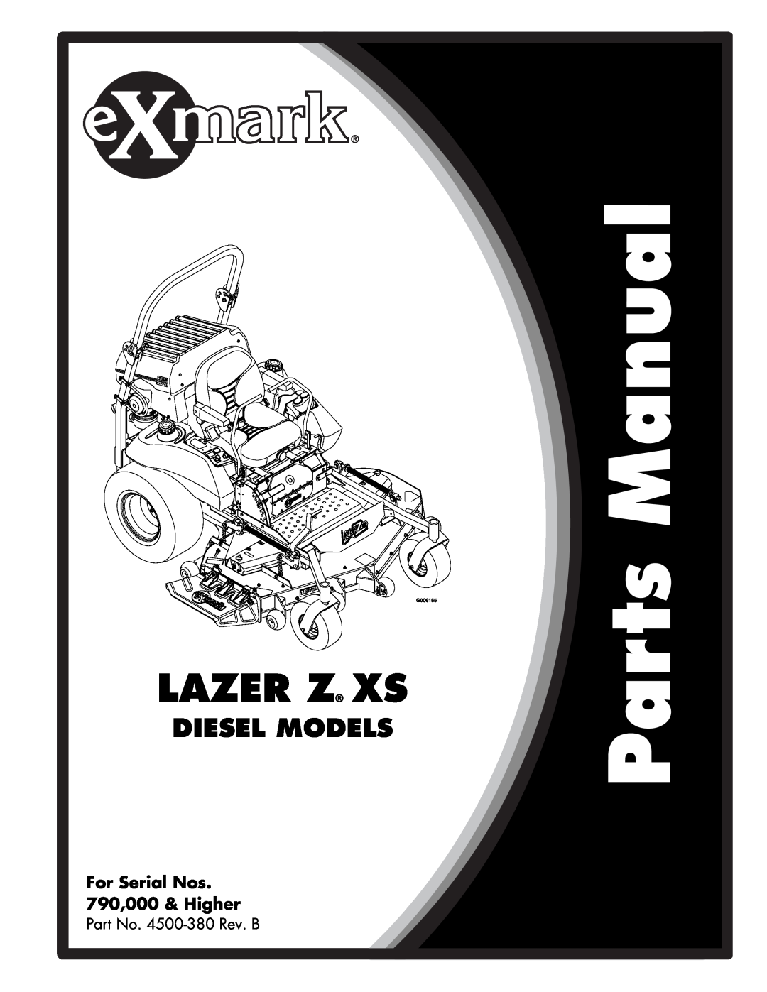 Exmark manual Lazer Z Xs, Diesel Models, For Serial Nos 790,000 & Higher, Part No. 4500-380Rev. B 