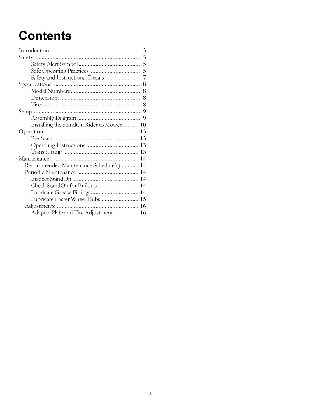 Exmark 4500-435 manual Contents 