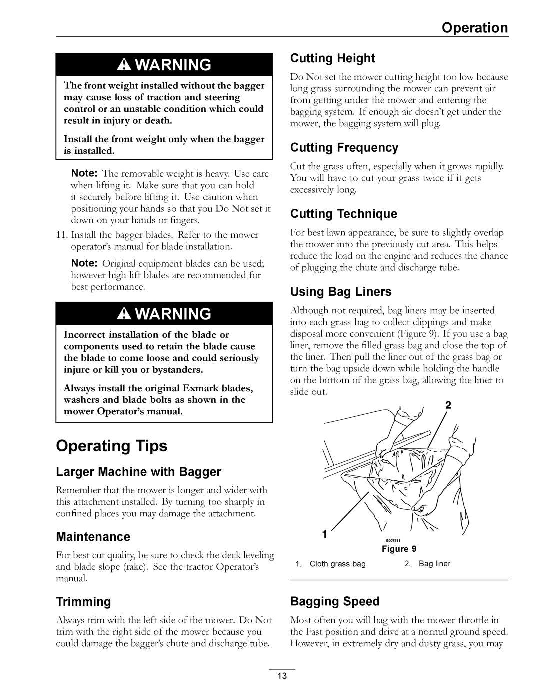 Exmark 4500-438 rev. a manual Operating Tips 