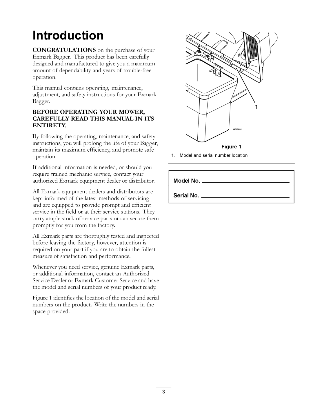 Exmark 4500-438 rev. a manual Introduction 