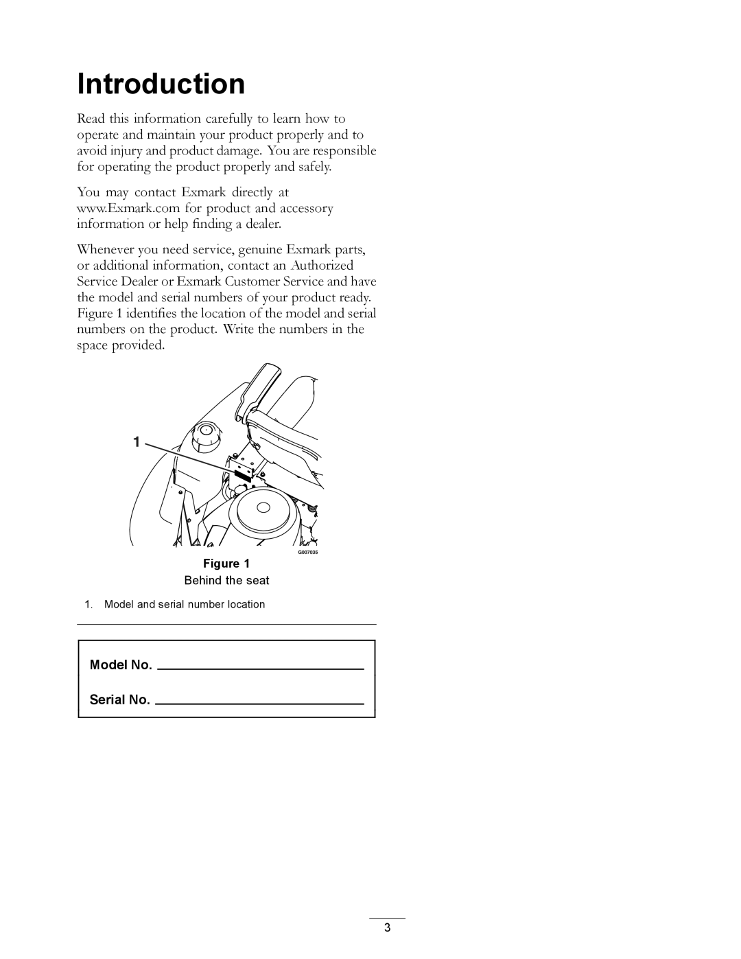 Exmark 4500-450 manual Introduction 