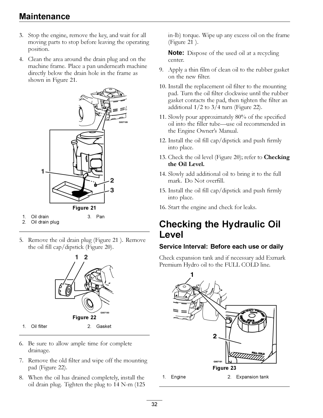 Exmark 4500-450 manual Checking the Hydraulic Oil Level 