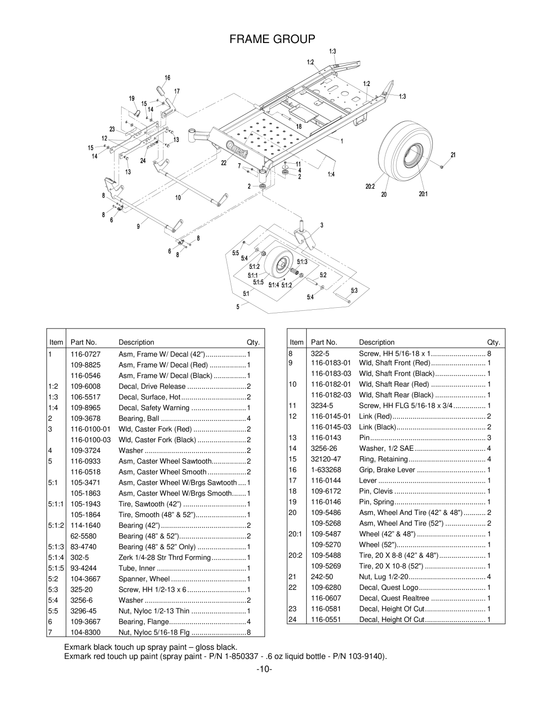 Exmark 4500-451 manual Frame Group 