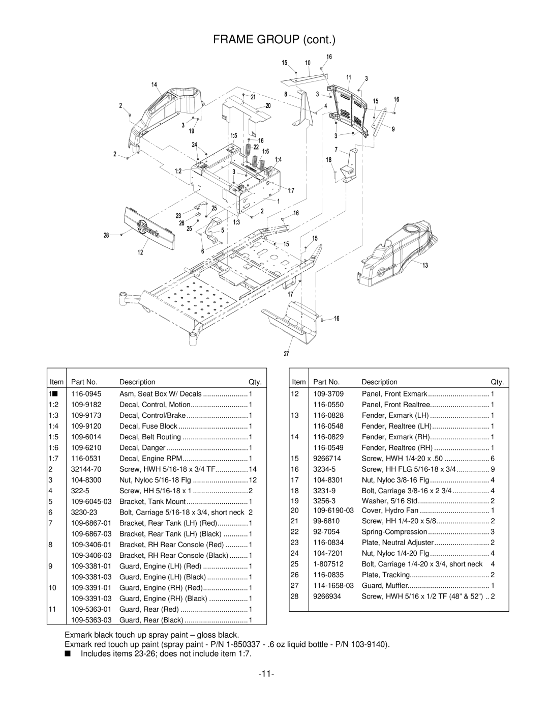 Exmark 4500-451 manual Frame Group 