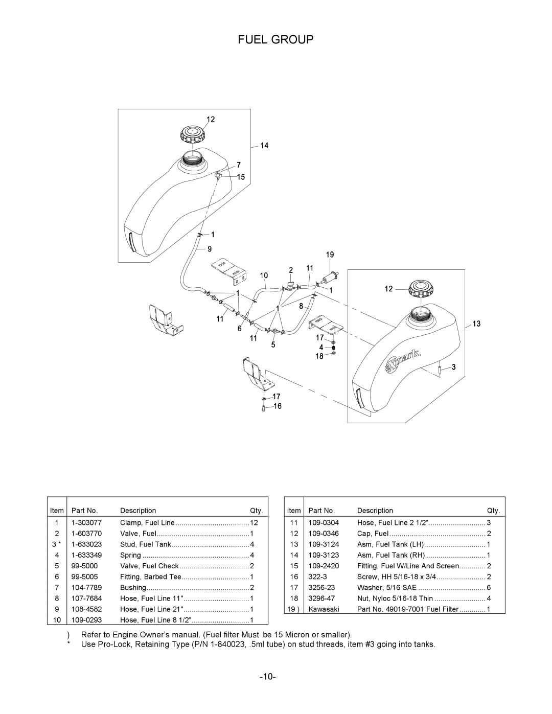 Exmark 4500-461 manual Fuel Group 