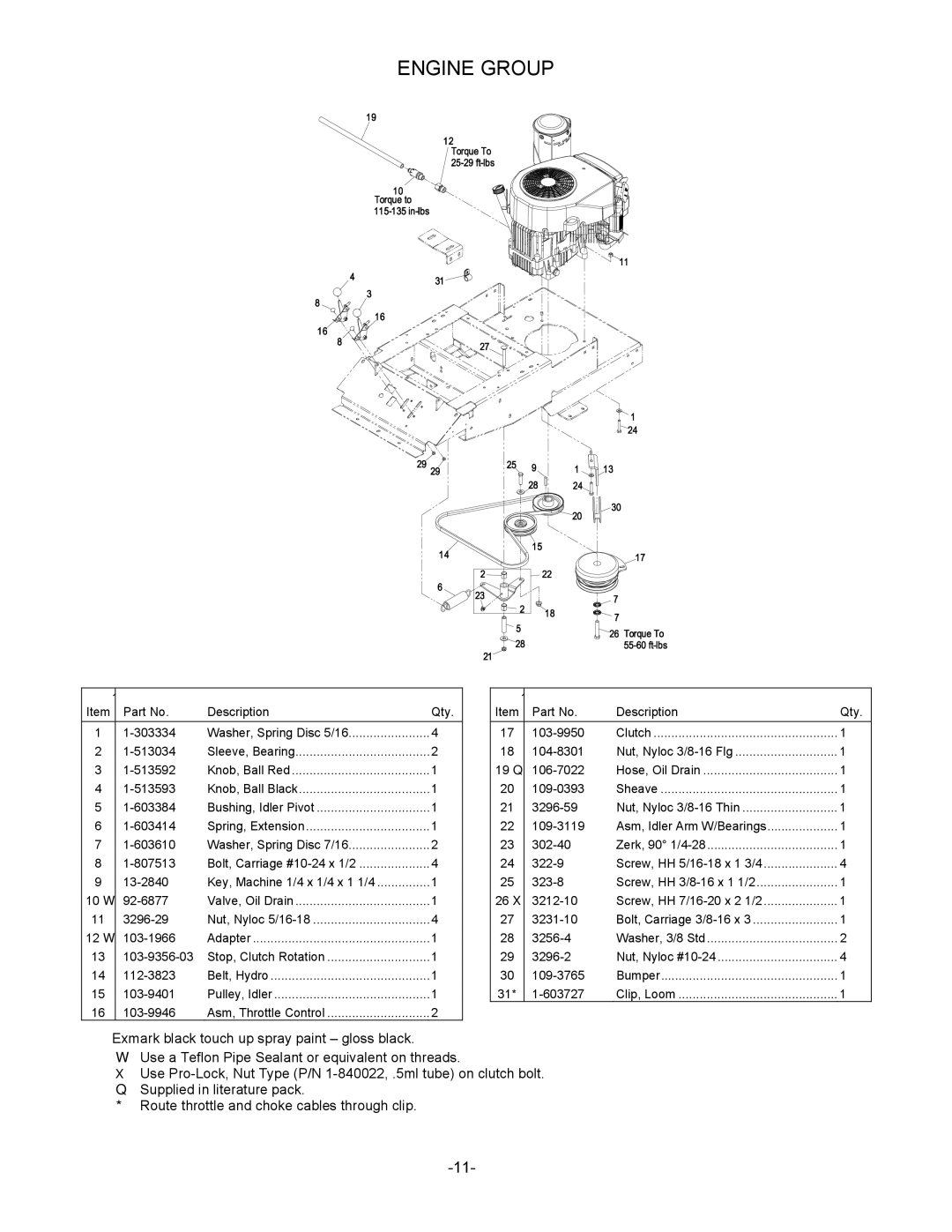 Exmark 4500-461 manual Engine Group 