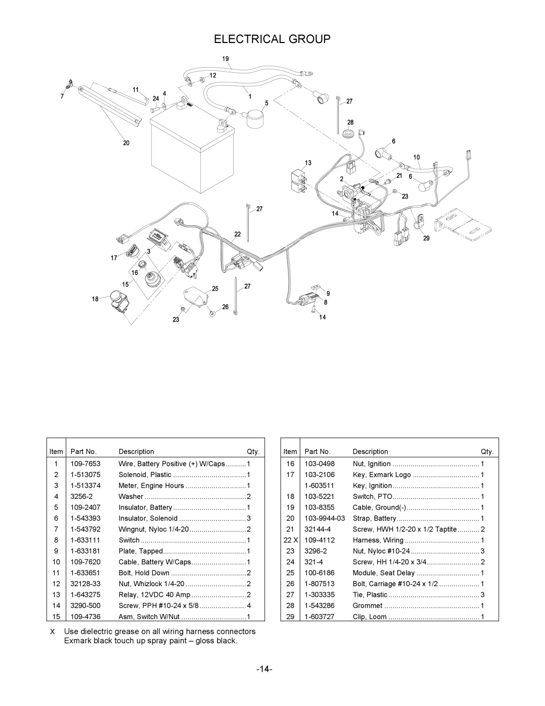 Exmark 4500-461 manual Electrical Group 