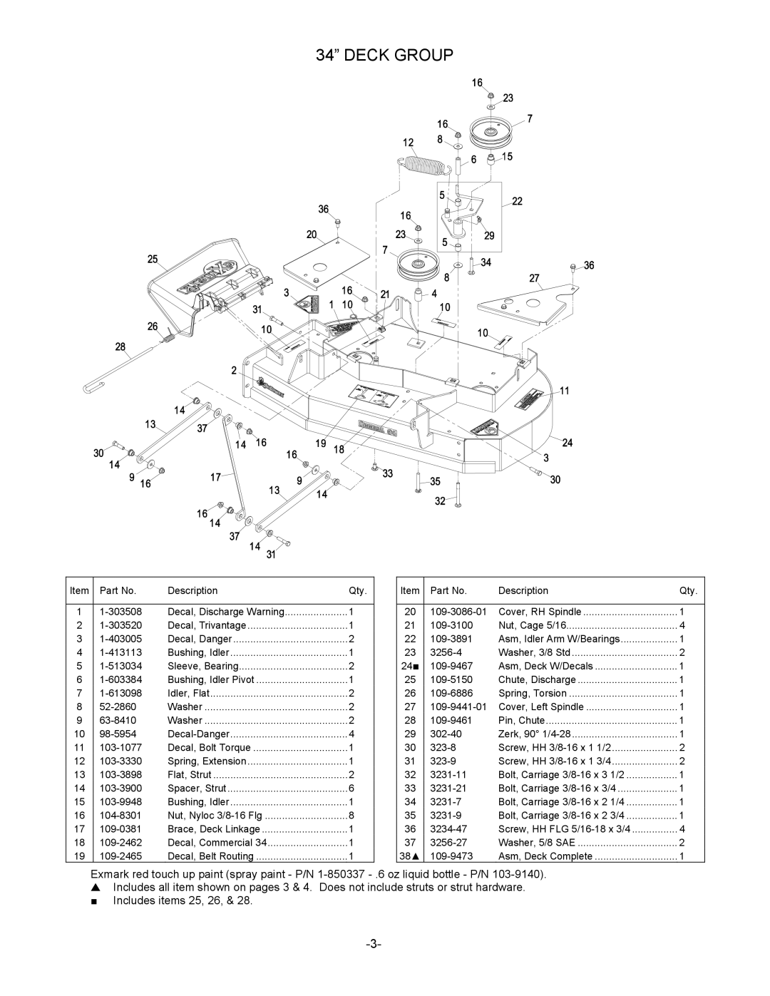 Exmark 4500-461 manual Deck Group 