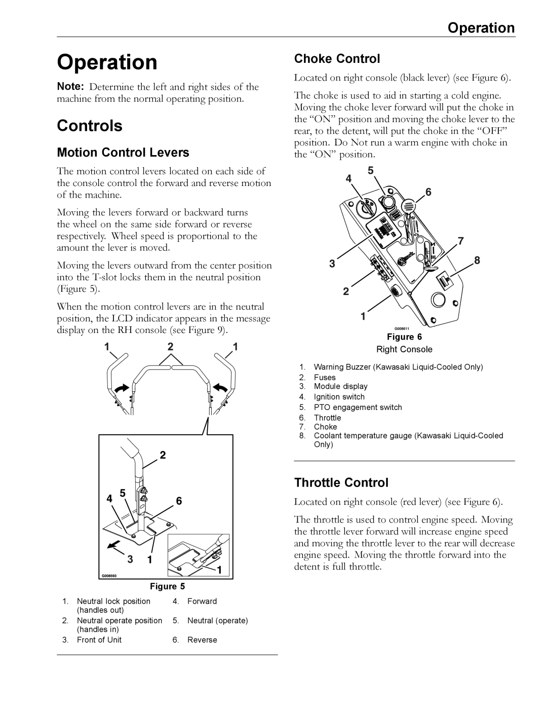 Exmark 4500-466 manual Operation, Controls 