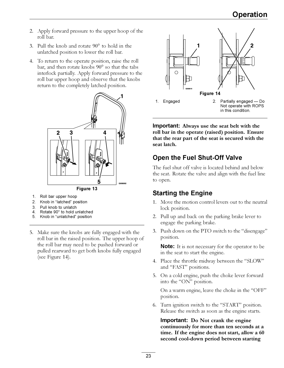 Exmark 4500-466 manual Open the Fuel Shut-Off Valve, Starting the Engine 