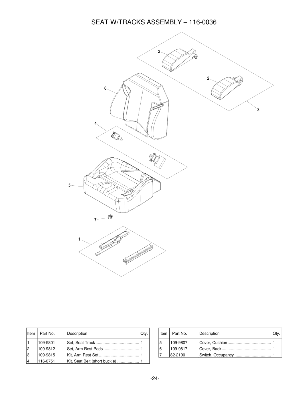 Exmark 4500-484 manual Seat W/TRACKS Assembly 