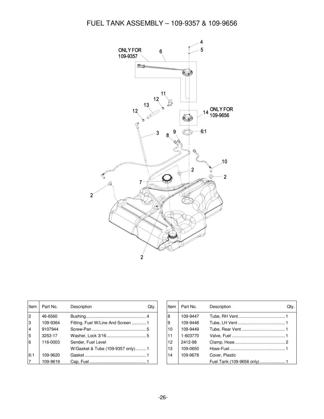 Exmark 4500-484 manual Fuel Tank Assembly 109-9357 