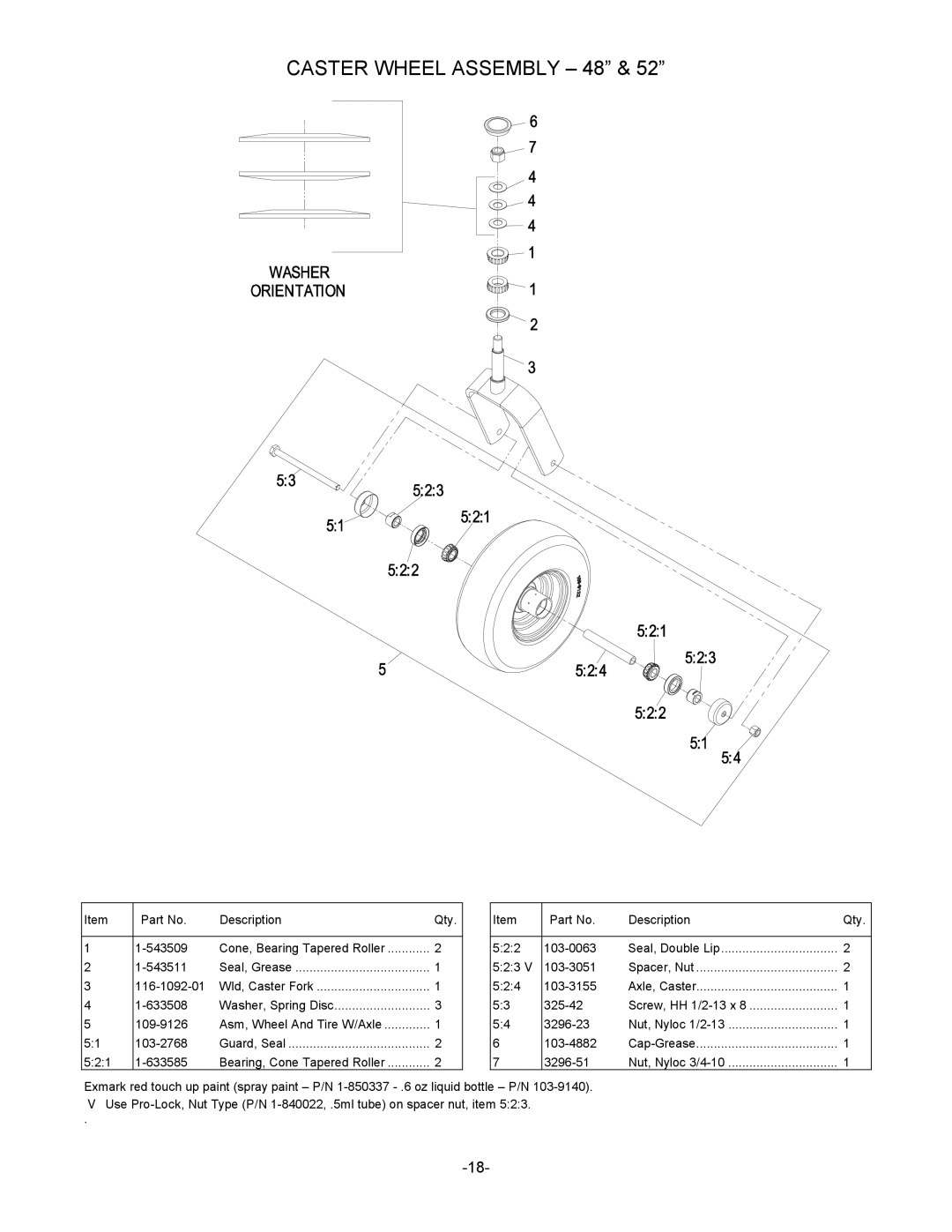 Exmark 790, 4500-485 manual Caster Wheel Assembly 48 